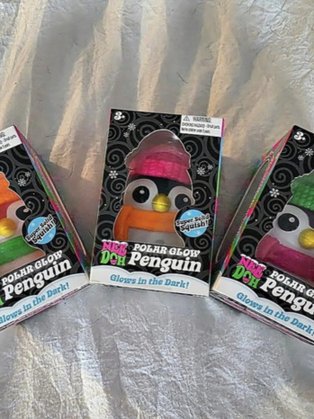 *AUTHENTIC* NeeDoh Polar Glow Penguin Glow-in-the-Dark Penguin Set of 3 NWT